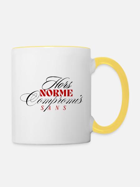 Außergewöhnlich und kompromisslos - Tasse zweifarbig - Weiß/Gelb