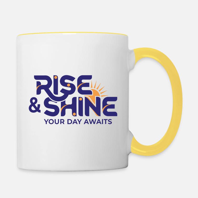 Rise and Shine - Morning Routine Goals - Contrasting Mug - white/yellow