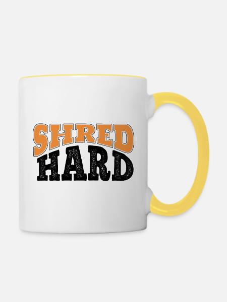 Shred Hard Snowboard Style - Tasse zweifarbig - Weiß/Gelb