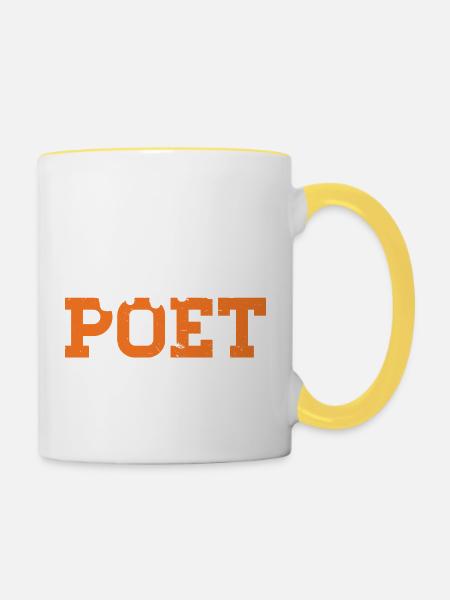 Badass Poet Typography Design - Tasse zweifarbig - Weiß/Gelb