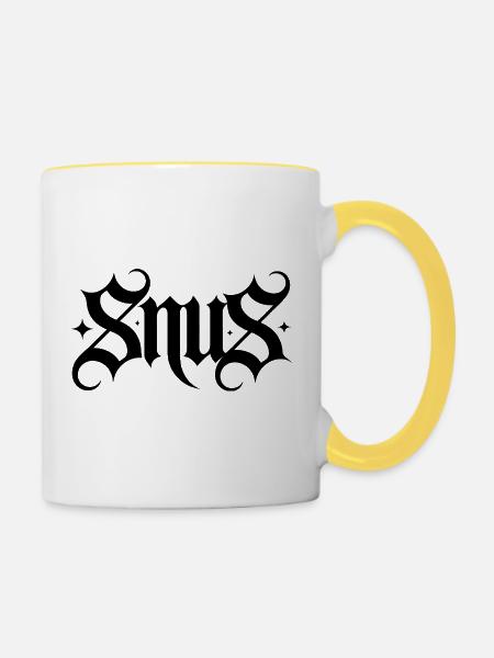 Snus – Nikotinbeutel Zyn T-Shirt - Tasse zweifarbig - Weiß/Gelb