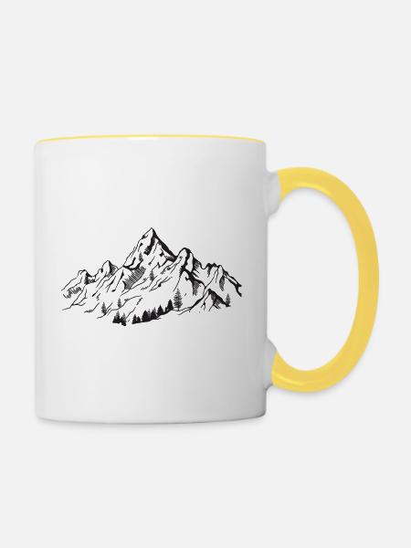 Gebirge - Tasse zweifarbig - Weiß/Gelb