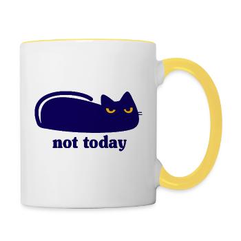 Cat Not Today Lazy Saying - Contrasting Mug - white/yellow - Right
