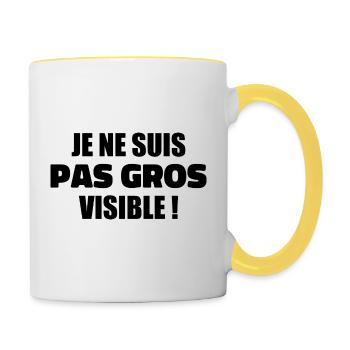 Humour : Je ne suis pas gros, je suis visible ! - Mug contrasté - blanc/jaune - Droite