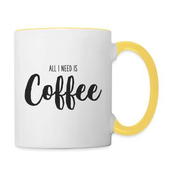 All I Need Is coffee - Tasse zweifarbig - Weiß/Gelb - Rechts
