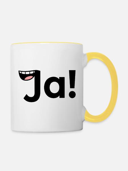 Positive Antwort JA - Tasse zweifarbig - Weiß/Gelb