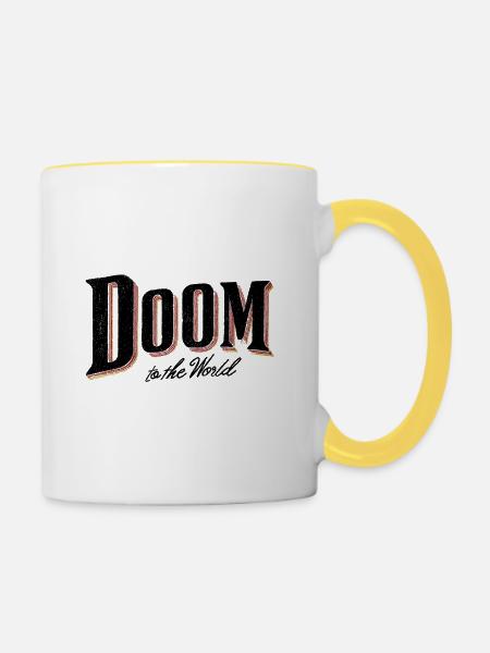 Doom to the world - Tasse zweifarbig - Weiß/Gelb
