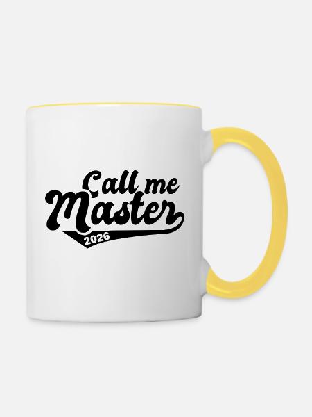 Master Abschluss Promotion Sponsion 2026 - Tasse zweifarbig - Weiß/Gelb