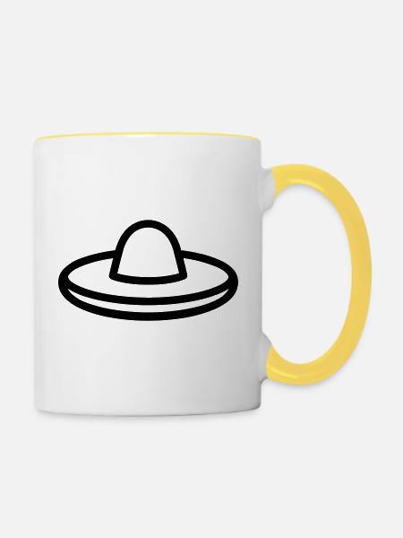 Mexikanischer Hut - Tasse zweifarbig - Weiß/Gelb