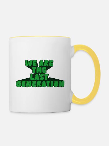 Wir sind die letzte Generation - Tasse zweifarbig - Weiß/Gelb