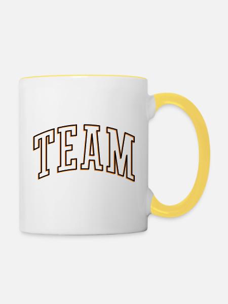 Team Outline - Tasse zweifarbig - Weiß/Gelb