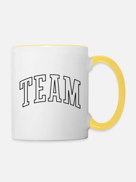 Team Outline - Tasse zweifarbig - Weiß/Gelb