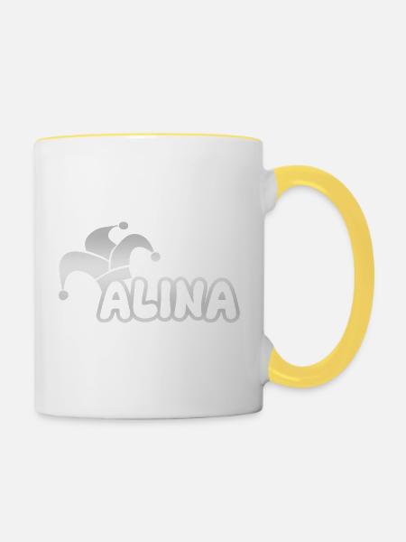 Fastnacht Alina - Tasse zweifarbig - Weiß/Gelb