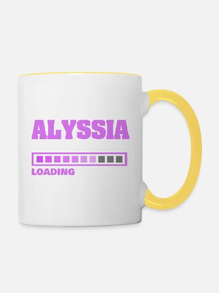 Geburt Alyssia - Tasse zweifarbig - Weiß/Gelb