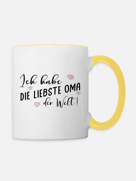 Komplimente Liebste Oma - Tasse zweifarbig - Weiß/Gelb