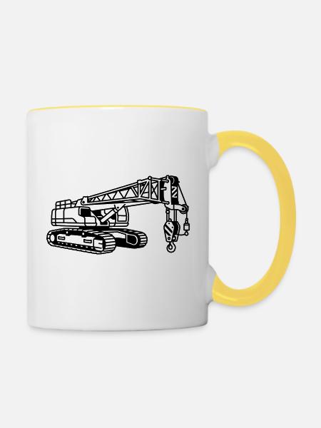 Kranmaschine - Tasse zweifarbig - Weiß/Gelb