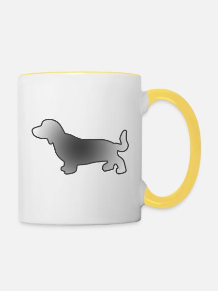 Dackel - Tasse zweifarbig - Weiß/Gelb
