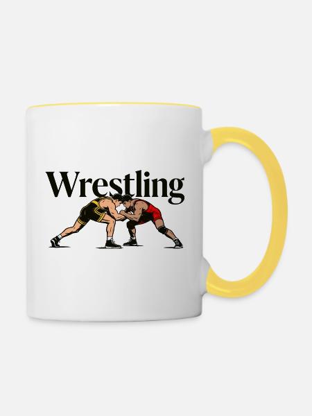 Wrestling - Tasse zweifarbig - Weiß/Gelb