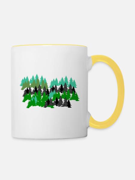 Kiefen silhouette - Tasse zweifarbig - Weiß/Gelb