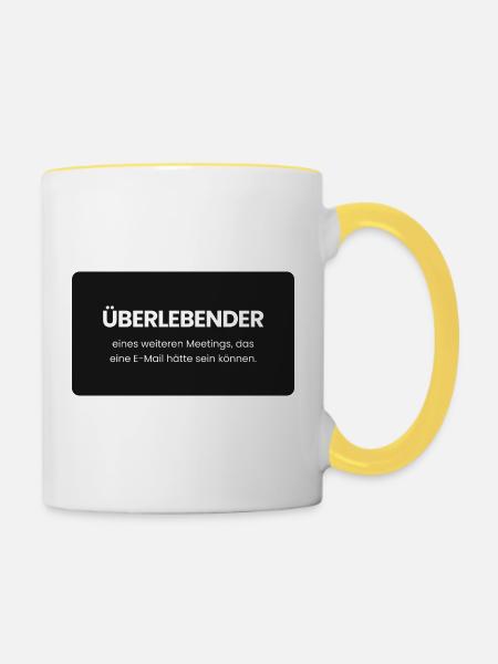 Überlebender eines weiteren Meetings - Tasse zweifarbig - Weiß/Gelb
