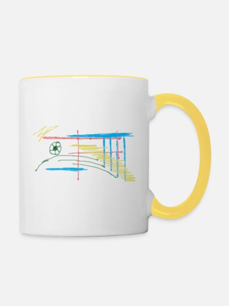 Bunte Linienlandschaft - Tasse zweifarbig - Weiß/Gelb