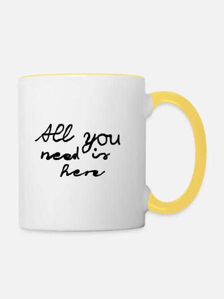All you need - Tasse zweifarbig - Weiß/Gelb