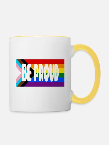 Be Proud Pride Flag Text - Tasse zweifarbig - Weiß/Gelb