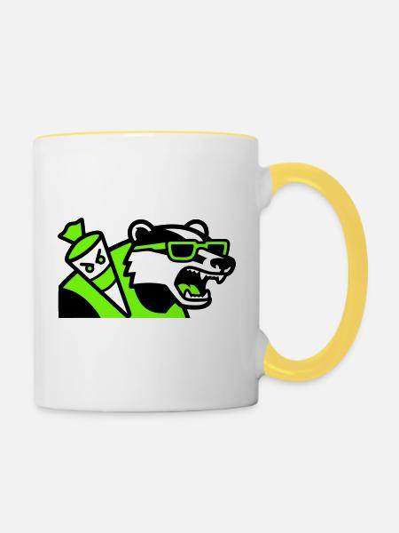 Dachs Schultuete Maskottchen - Tasse zweifarbig - Weiß/Gelb