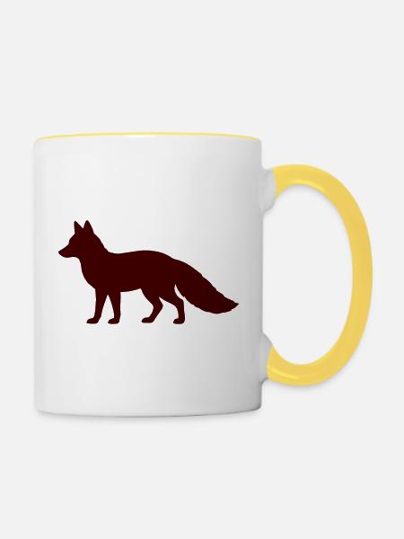 Fuchs Silhouette - Tasse zweifarbig - Weiß/Gelb
