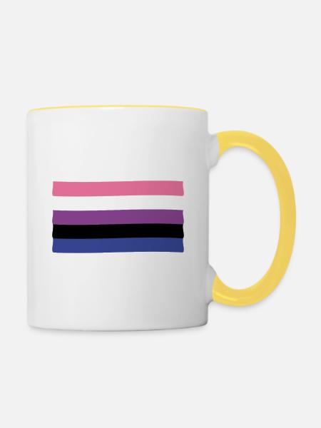 Genderfluid Pride Flagge - Tasse zweifarbig - Weiß/Gelb
