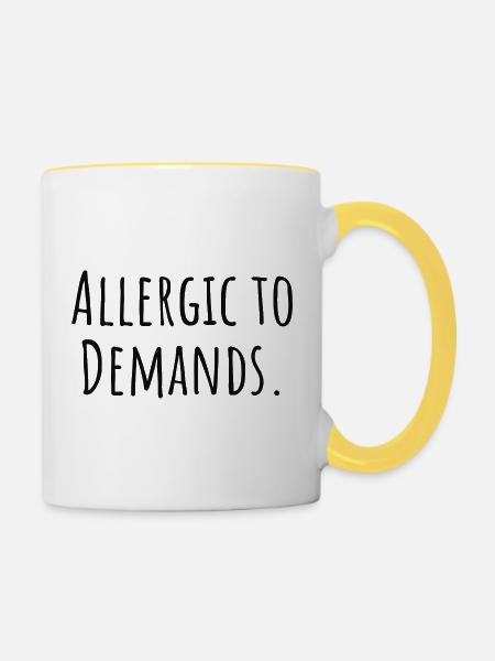 Allergic_to_Demands PDA Neurodivergentes Geschenk - Tasse zweifarbig - Weiß/Gelb