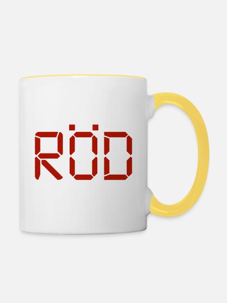 Rot – LCD - Tasse zweifarbig - Weiß/Gelb