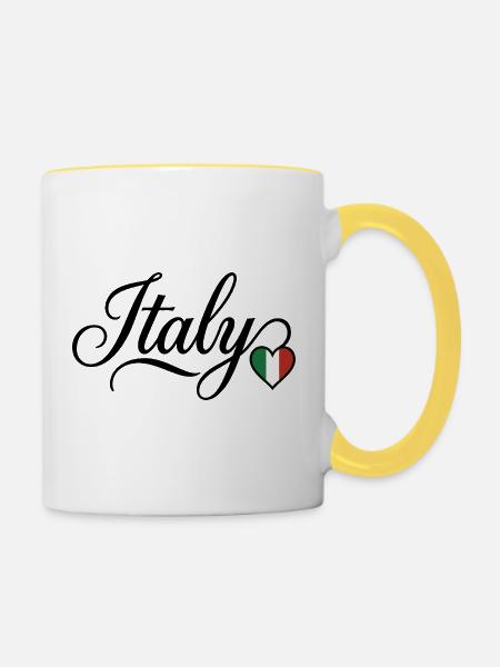 Italien Liebe Script Herz - Tasse zweifarbig - Weiß/Gelb