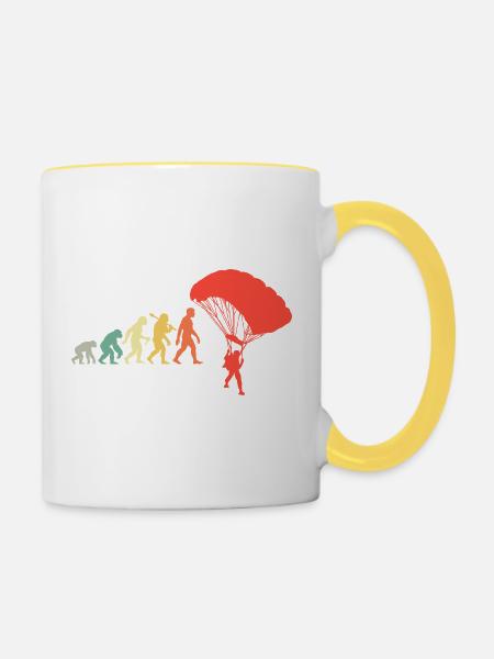 Fallschirmspringer Evolution Extremsport - Tasse zweifarbig - Weiß/Gelb