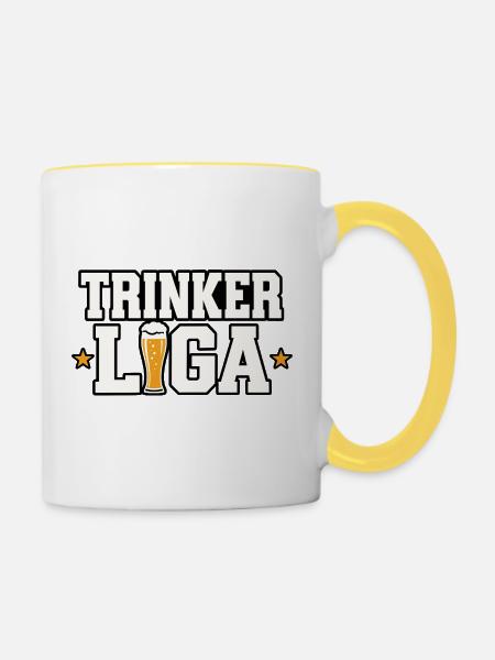 Trinker Liga Bier Spruch - Tasse zweifarbig - Weiß/Gelb