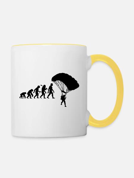Fallschirmspringer Evolution Fallschirm Springen - Tasse zweifarbig - Weiß/Gelb