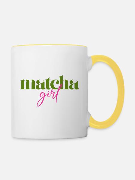 Matcha Girl - Tasse zweifarbig - Weiß/Gelb