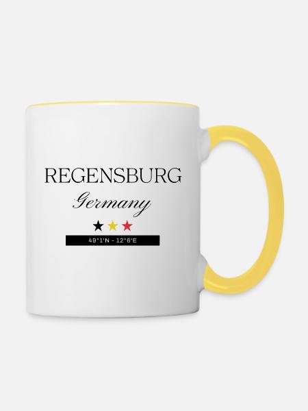 Regensburg Deutschland Souvenir – Reise - Tasse zweifarbig - Weiß/Gelb