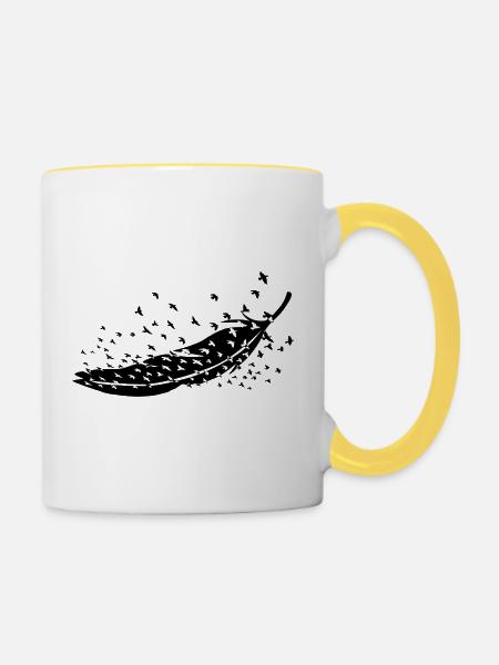 Vogelzüchter Ornithologe Vogelbeobachter Gothic - Tasse zweifarbig - Weiß/Gelb