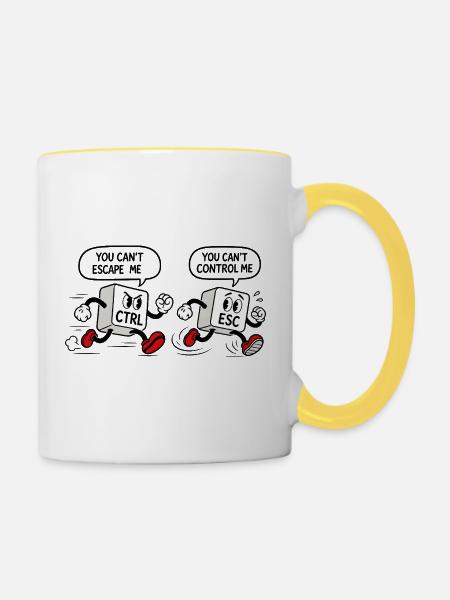 Geek Humor CTRL vs ESC - Tasse zweifarbig - Weiß/Gelb