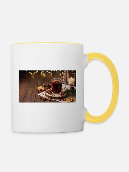 Rustikaler Glühweinzauber - Tasse zweifarbig - Weiß/Gelb