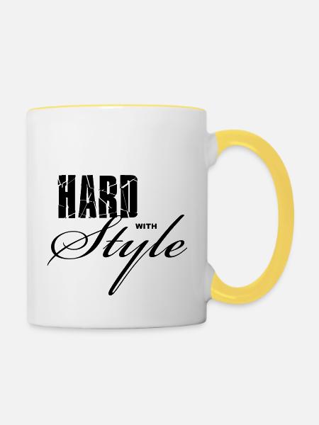 Hard with Style - Tasse zweifarbig - Weiß/Gelb