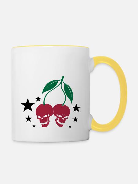 Cherry Skulls - Tasse zweifarbig - Weiß/Gelb