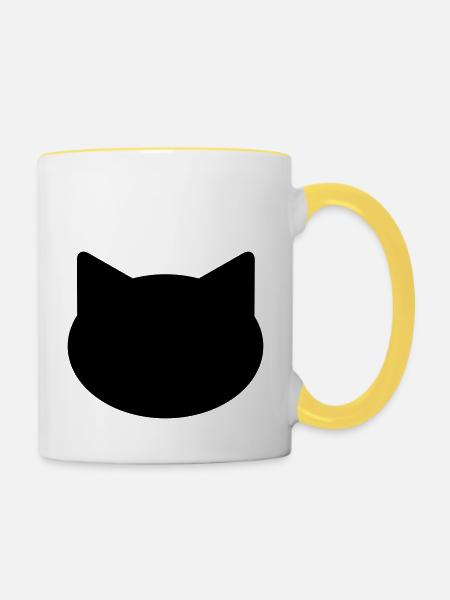 Hintergrund Katze - Tasse zweifarbig - Weiß/Gelb