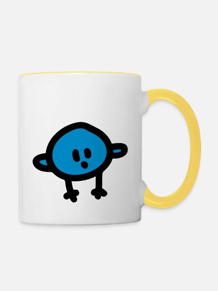 Vögelchen - Tasse zweifarbig - Weiß/Gelb