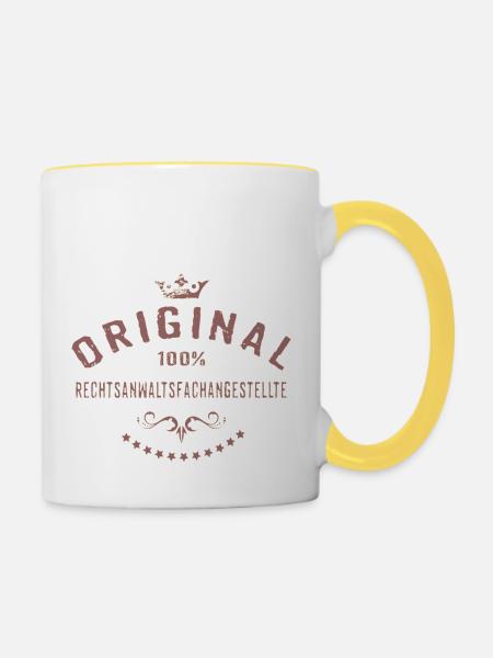 Original 100 Prozent Rechtsanwaltsfachangestellte - Tasse zweifarbig - Weiß/Gelb