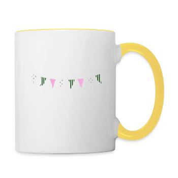Pink and Green Bunting - Contrasting Mug - white/yellow - Right