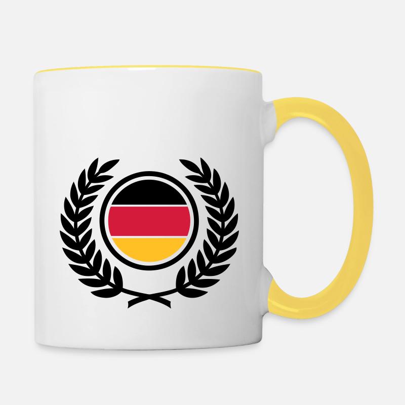Germany (flag & laurel wreath) - Contrasting Mug - white/yellow
