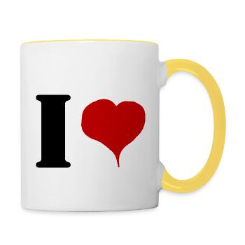i love - Mug contrasté - blanc/jaune - Droite