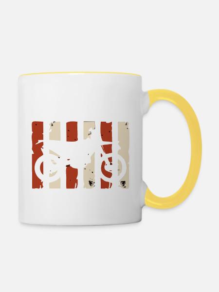 Moto Cross - Tasse zweifarbig - Weiß/Gelb